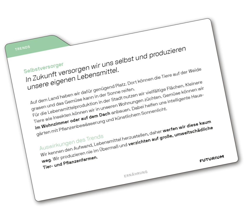 Eine Karte, die das Prinzip der Selbstversorger erklärt